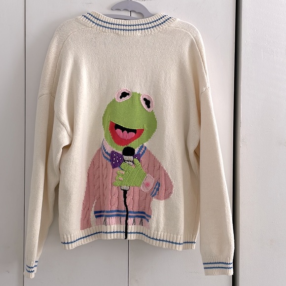 Rare Kermit The Frog Zara Knit Cardigan 